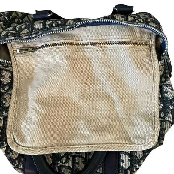 Christian Dior Blue Canvas Trotter Boston Bag - Picture 10 of 11
